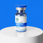 BPC-157 vial on pedestal
