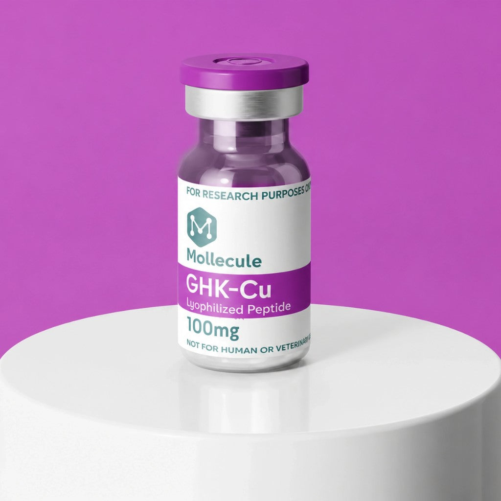 GHK-Cu 100mg vial on pedestal