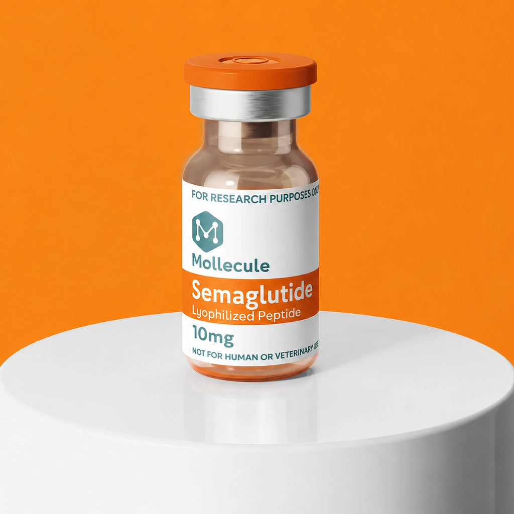Semaglutide vial on pedestal