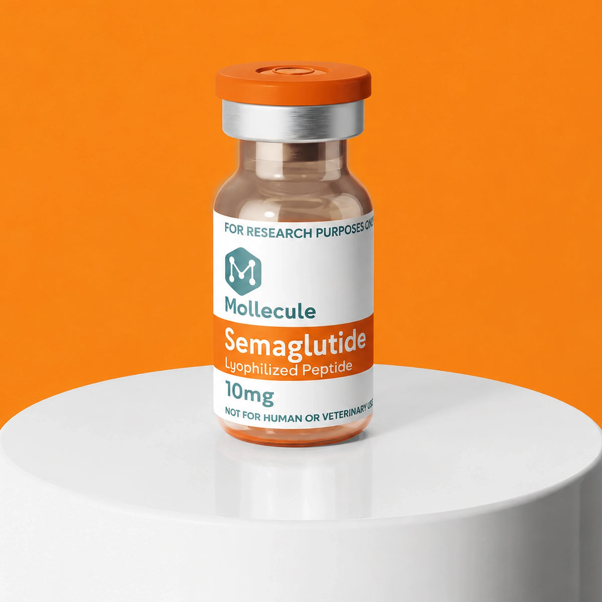 Semaglutide vial on pedestal