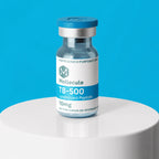 TB-500 vial on pedestal