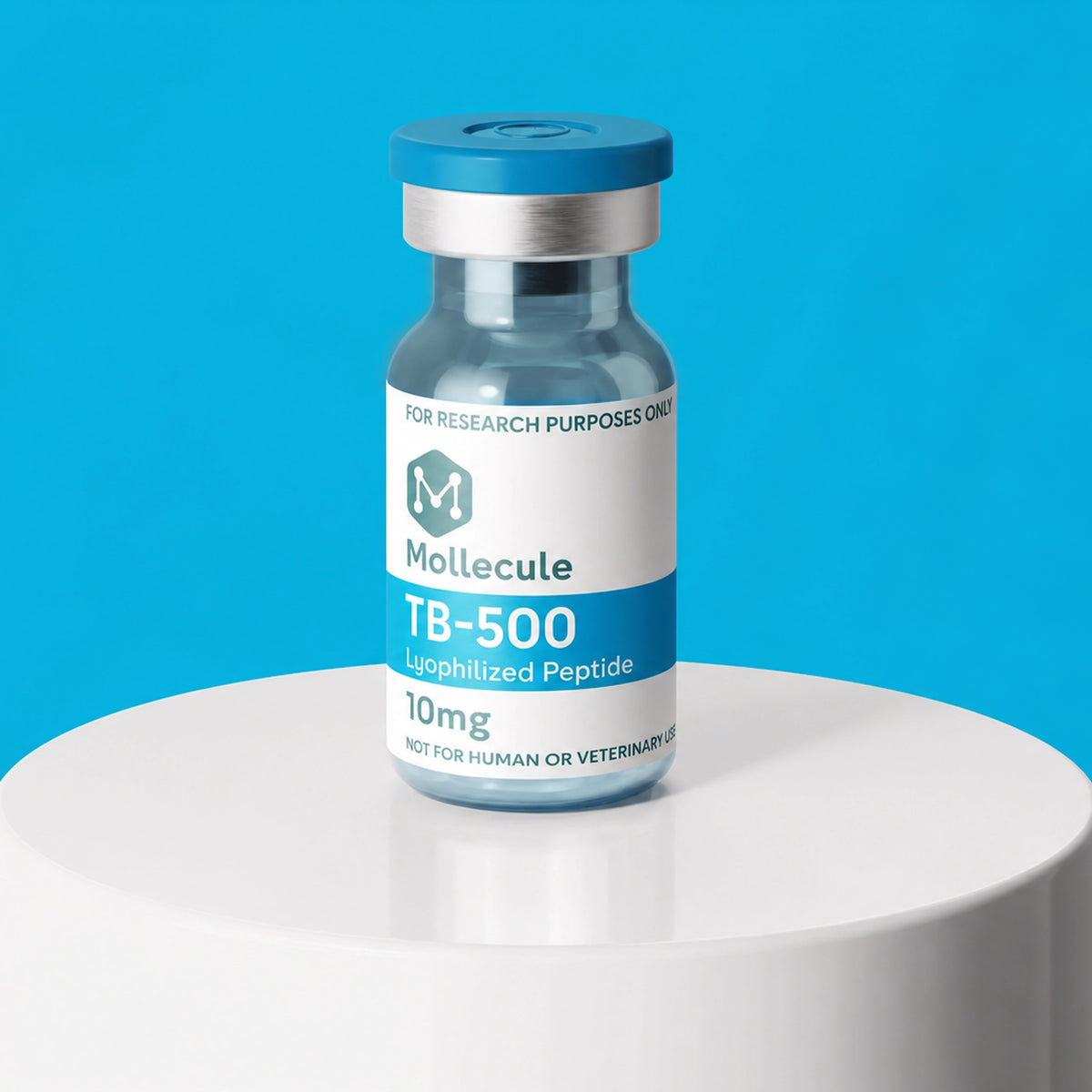 TB-500 vial on pedestal
